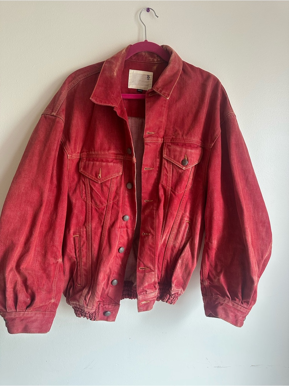 R13 Red Washed Denim Jacket